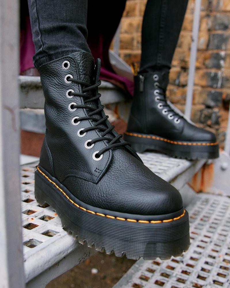 Black Men's Dr Martens Jadon Pisa Leather Platform Boots | CA 557WNB